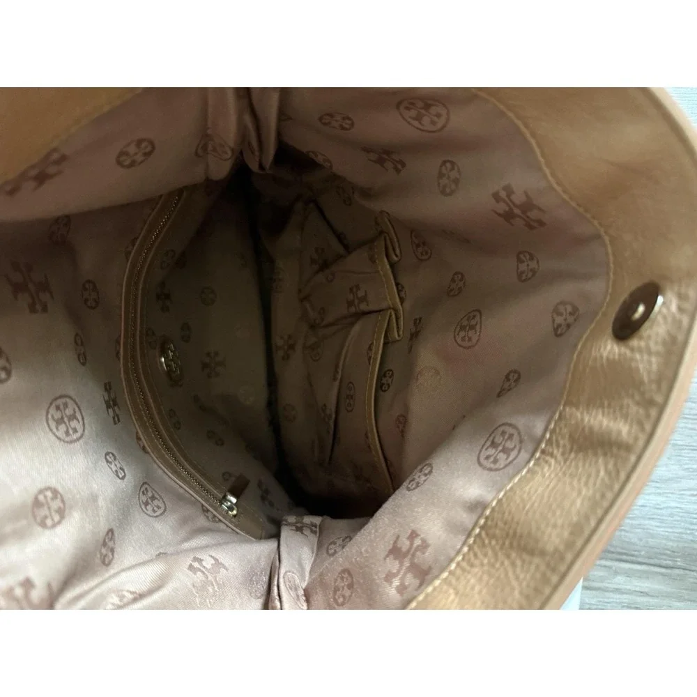Beautiful Tory Burch Thea Fold-Over Crossbody in Tan Soft Pebbled Leather